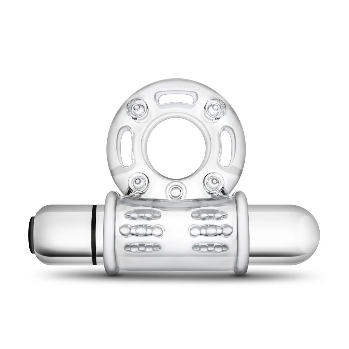 Stay Hard 10 Function Vibrating Bull Ring - Clear - vibrating cock ring - main product image