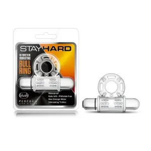 Stay Hard 10 Function Vibrating Bull Ring - Clear - vibrating cock ring - product image 2