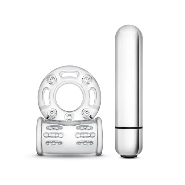 Stay Hard 10 Function Vibrating Bull Ring - Clear - vibrating cock ring - product image 3