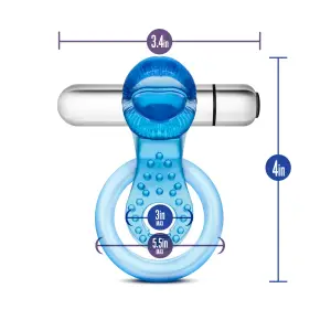 Stay Hard 10 Function Vibrating Tongue Ring - Blue - cock ring - main product image