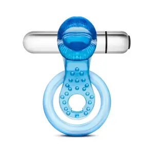 Stay Hard 10 Function Vibrating Tongue Ring - Blue - cock ring - product image 6