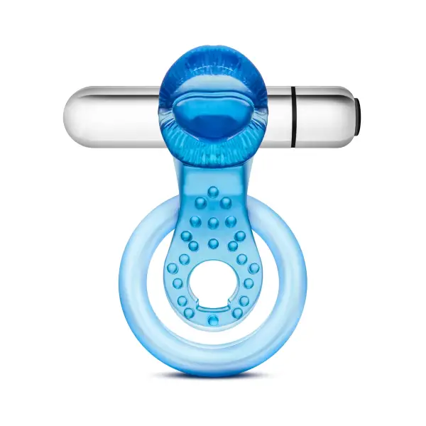 Stay Hard 10 Function Vibrating Tongue Ring - Blue - cock ring - product image 6