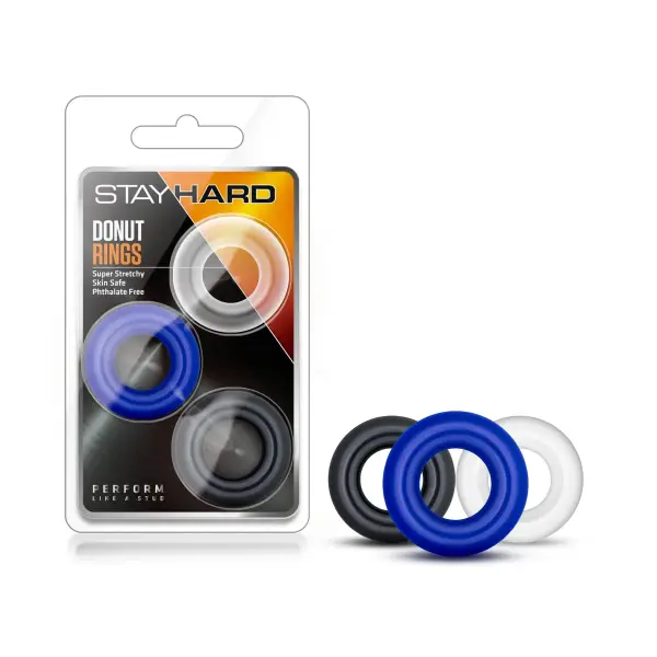 Stay Hard Donut Rings - 3 Pack 1 Stay Hard Donut Rings - 3 Pack cock ring for men - alternate angle