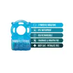Stay Hard - Rechargeable 5 Function Cock Ring - Blue - blue vibrating cock ring - main product image