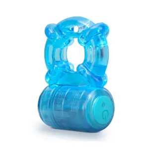 Stay Hard - Rechargeable 5 Function Cock Ring - Blue - blue vibrating cock ring - product image 3