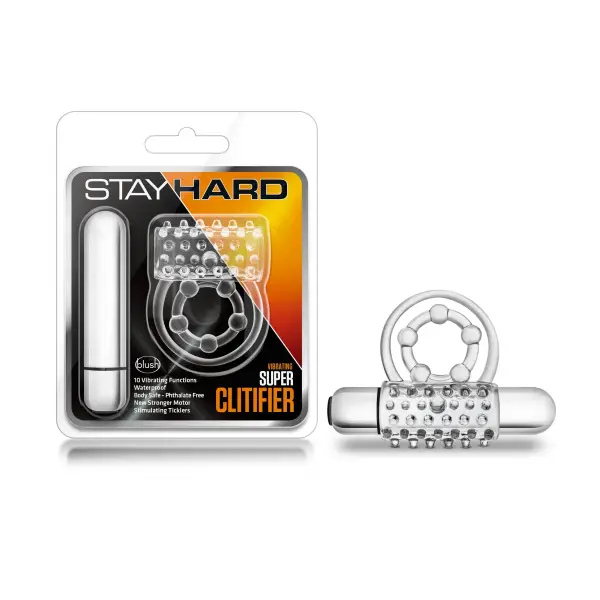 Stay Hard - Vibrating Super Clitifier - Clear - vibrating cock ring - product image 3