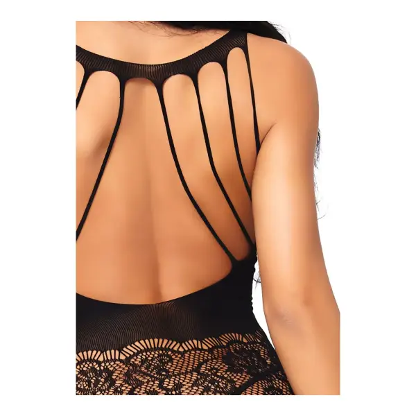 Strappy Rose Lace Suspender Bodystocking - Black - One Size 4 Strappy Rose Lace Suspender Bodystocking - Black - One Size bodystocking - alternate product image