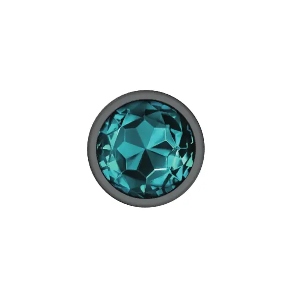 Teal Round Gem Gunmetal Metal Plug - Lg 1 Teal Round Gem Gunmetal Metal Plug - Lg teal round gem metal butt plug - alternate angle