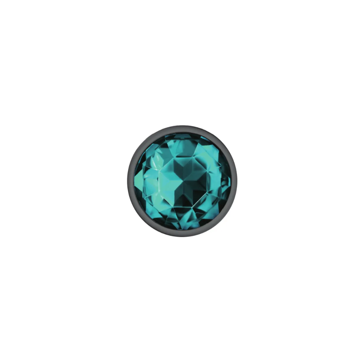 Teal Round Gem Gunmetal Metal Plug - Md cock ring butt plug - alternate angle