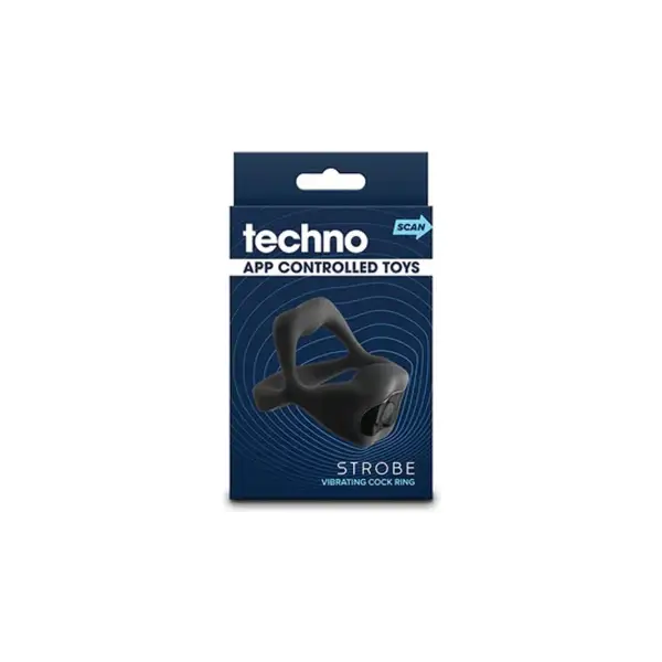 Techno - Strobe - Black - app controlled vibrating cock ring - product image 2