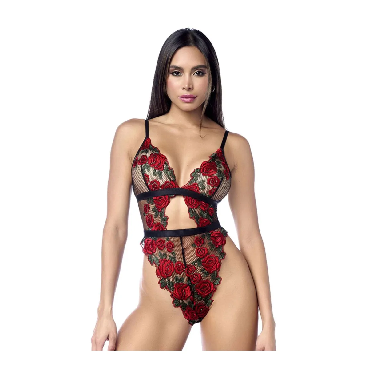 Teddy - Small/medium - Black/red teddy lingerie - main product image