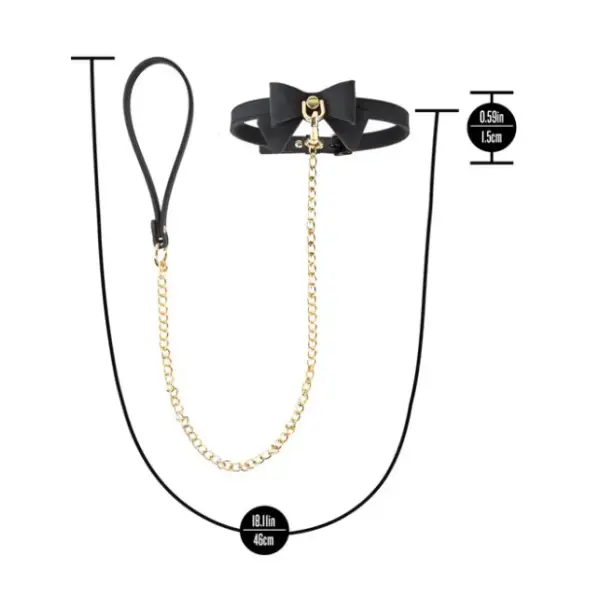 Temptasia Ardor - Collar and Leash - Black With Bow collar and leash set - product detail