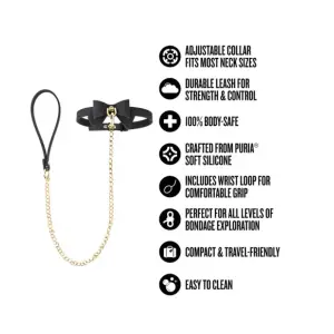 Temptasia Ardor - Collar and Leash - Black With Bow collar and leash set - product detail