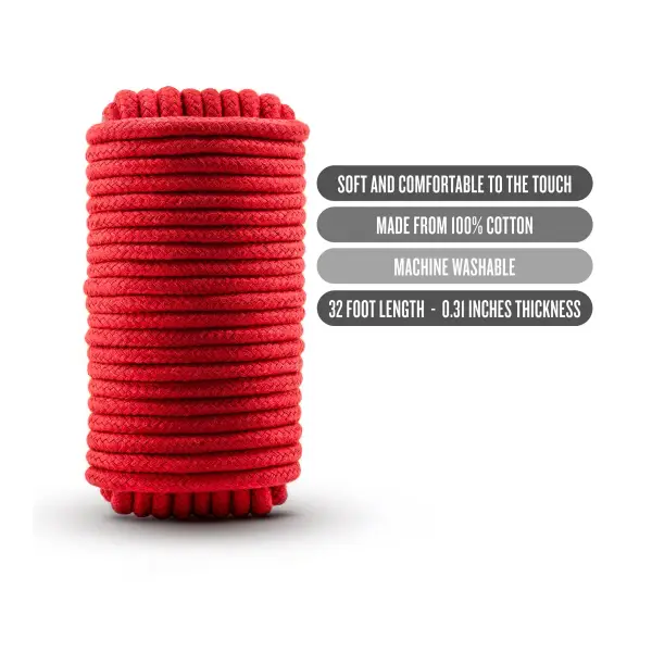 Temptasia - Bondage Rope - 32 Feet - Red bondage rope - product detail