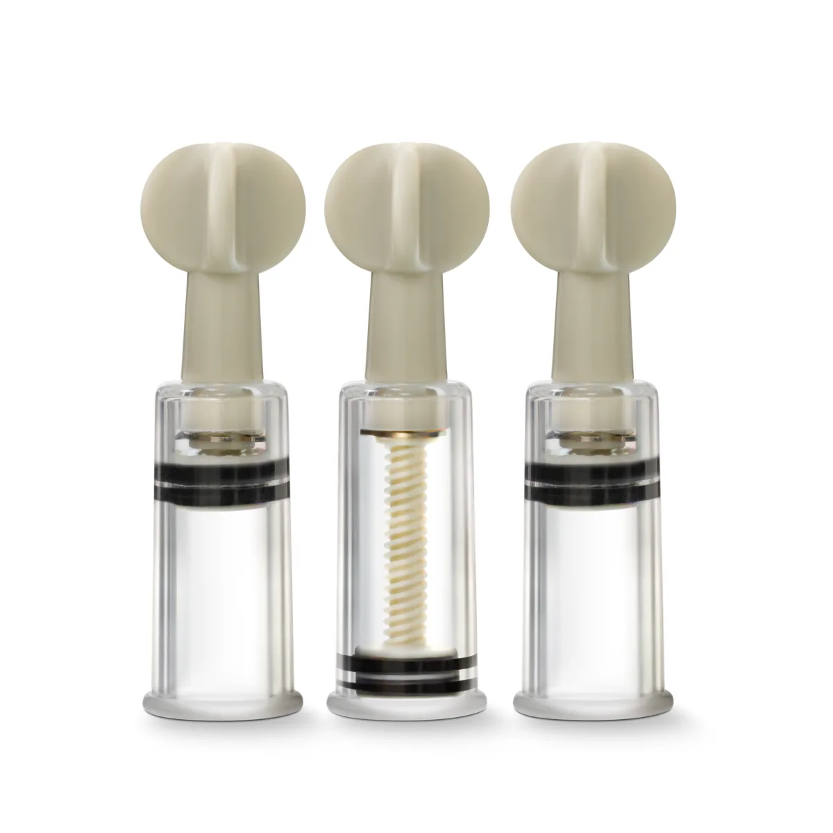 Temptasia - Clit and Nipple Twist Suckers - Set of 3 - Clear nipple sex toys for women - main product image