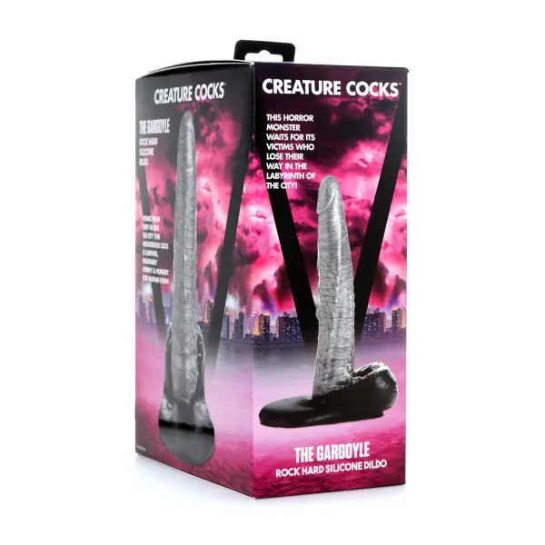 The Gargoyle Rock Hard Silicone Dildo - Silver - view 8