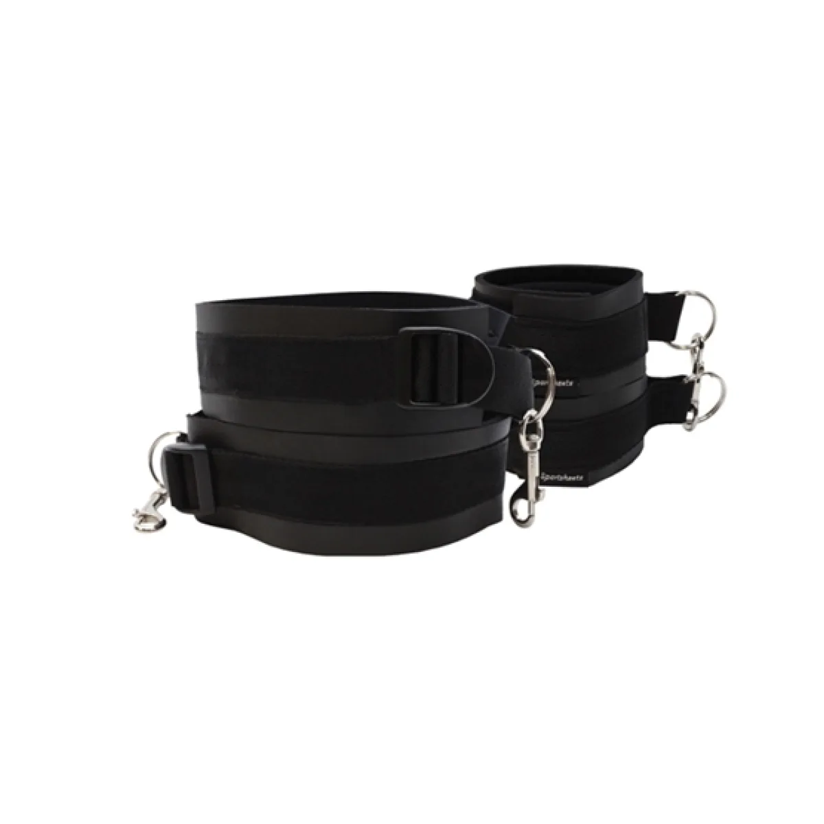 Thigh and Wrist Cuff Set - Black bondage cuffs - main image