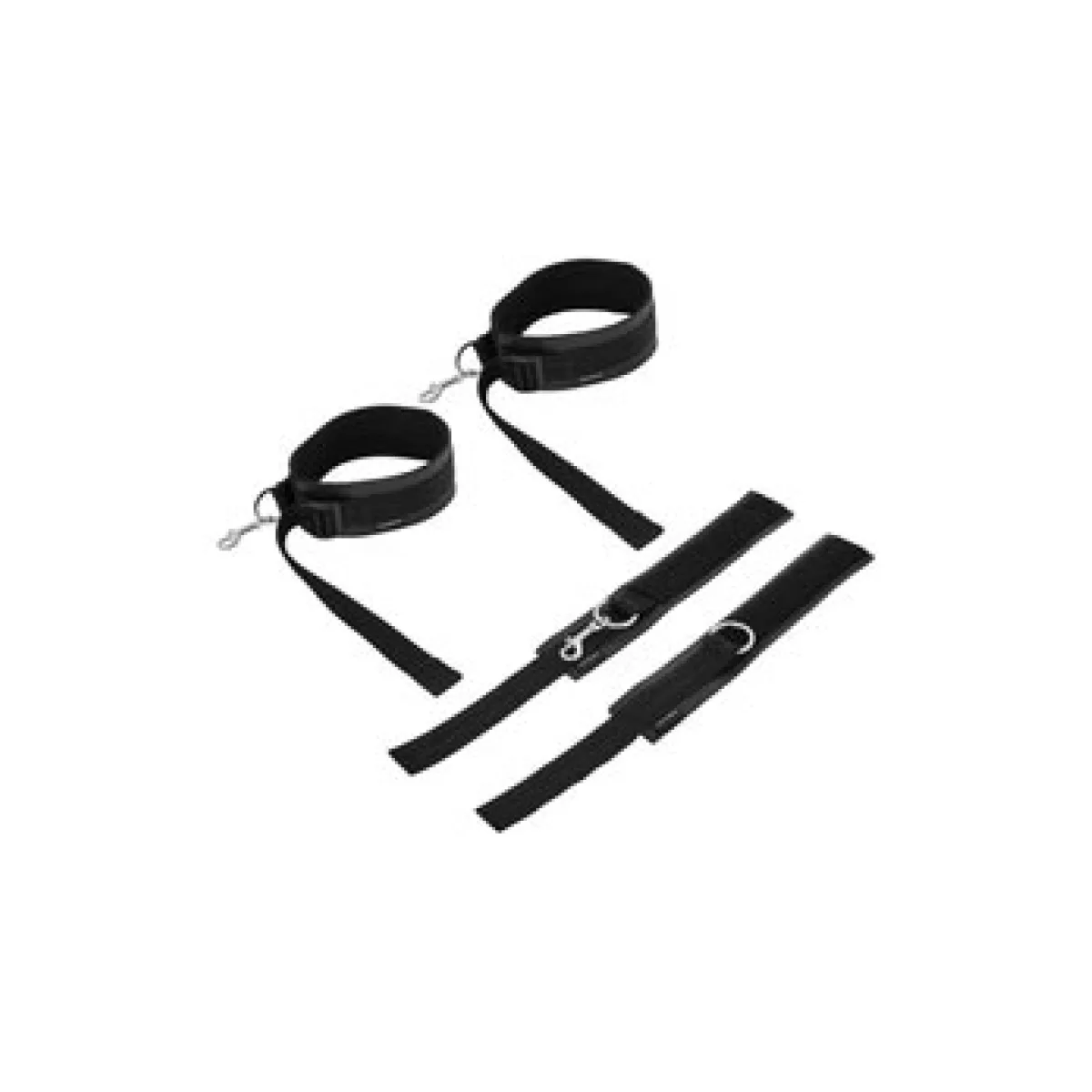 Thigh and Wrist Cuff Set - Black bondage cuffs - alternate angle