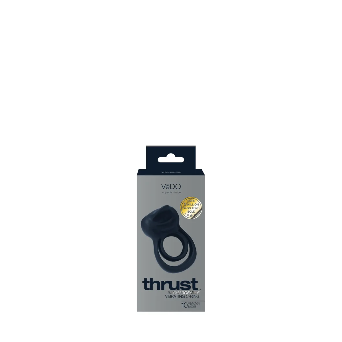 Thrust Rechargeable Dual C-Ring - Black - double vibrating cock ring - main product image