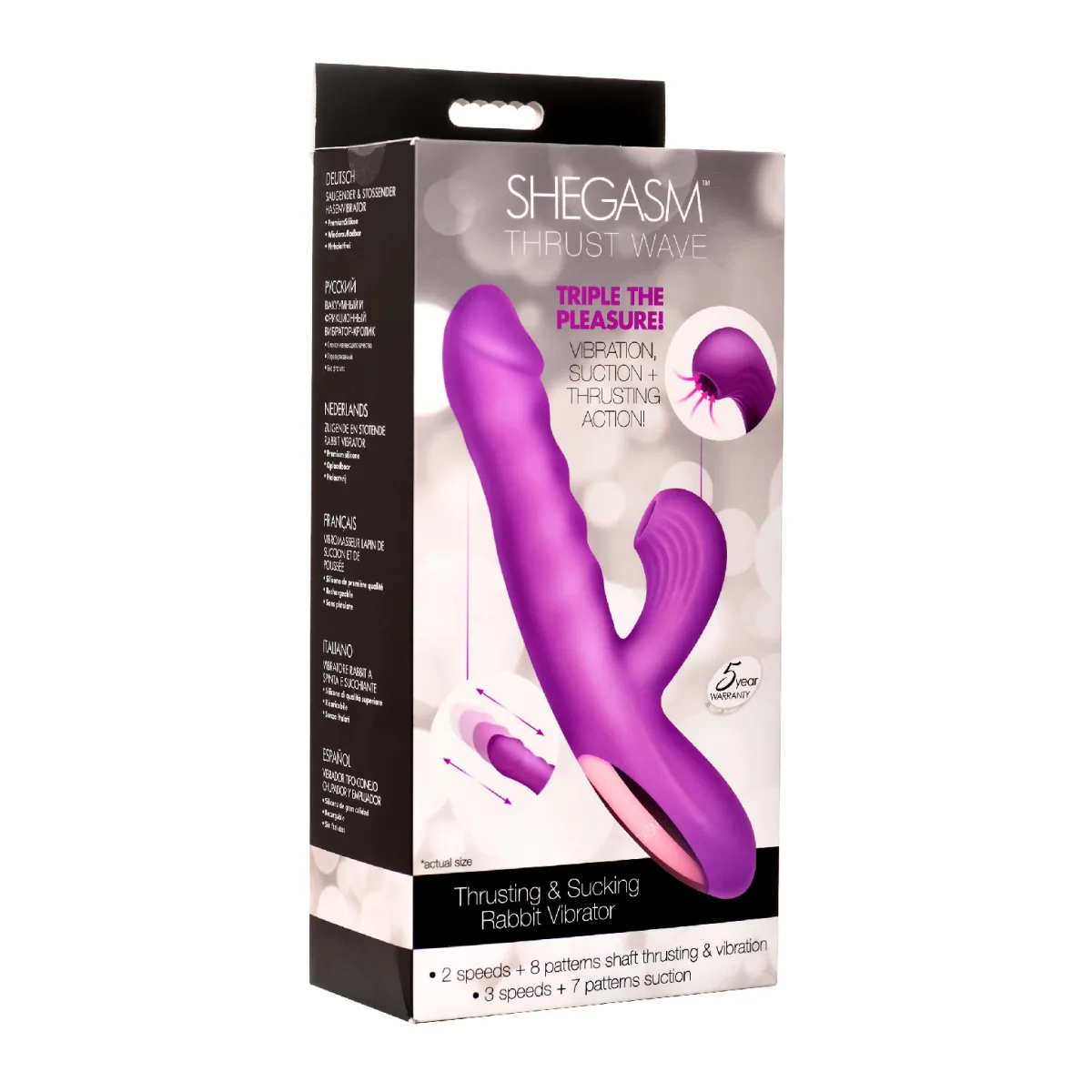 Thrust Wave Thrusting and Sucking Rabbit Vibrator - Purple - view 1