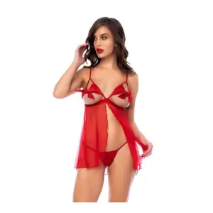 Tie the Knot Babydoll Set - Small/medium - Red babydoll lingerie - main product image