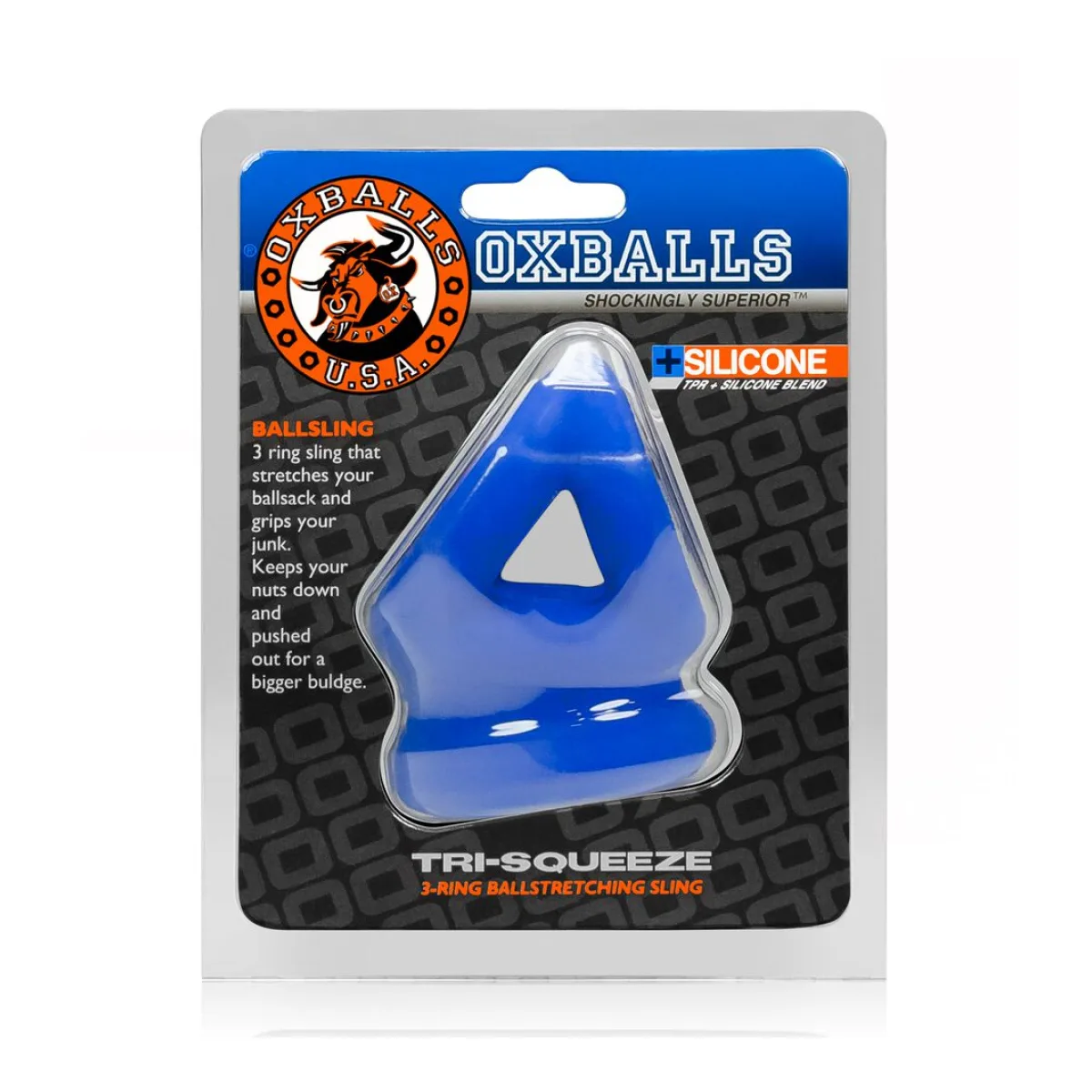 Tri-Squeeze Ball-Stretch Sling - Cobalt Ice ball stretcher cock ring - main image