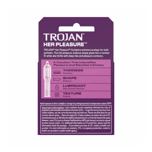 Trojan Her Pleasure Sensations Lubricated Condoms — 3 Pack packaging or alternate view 2
