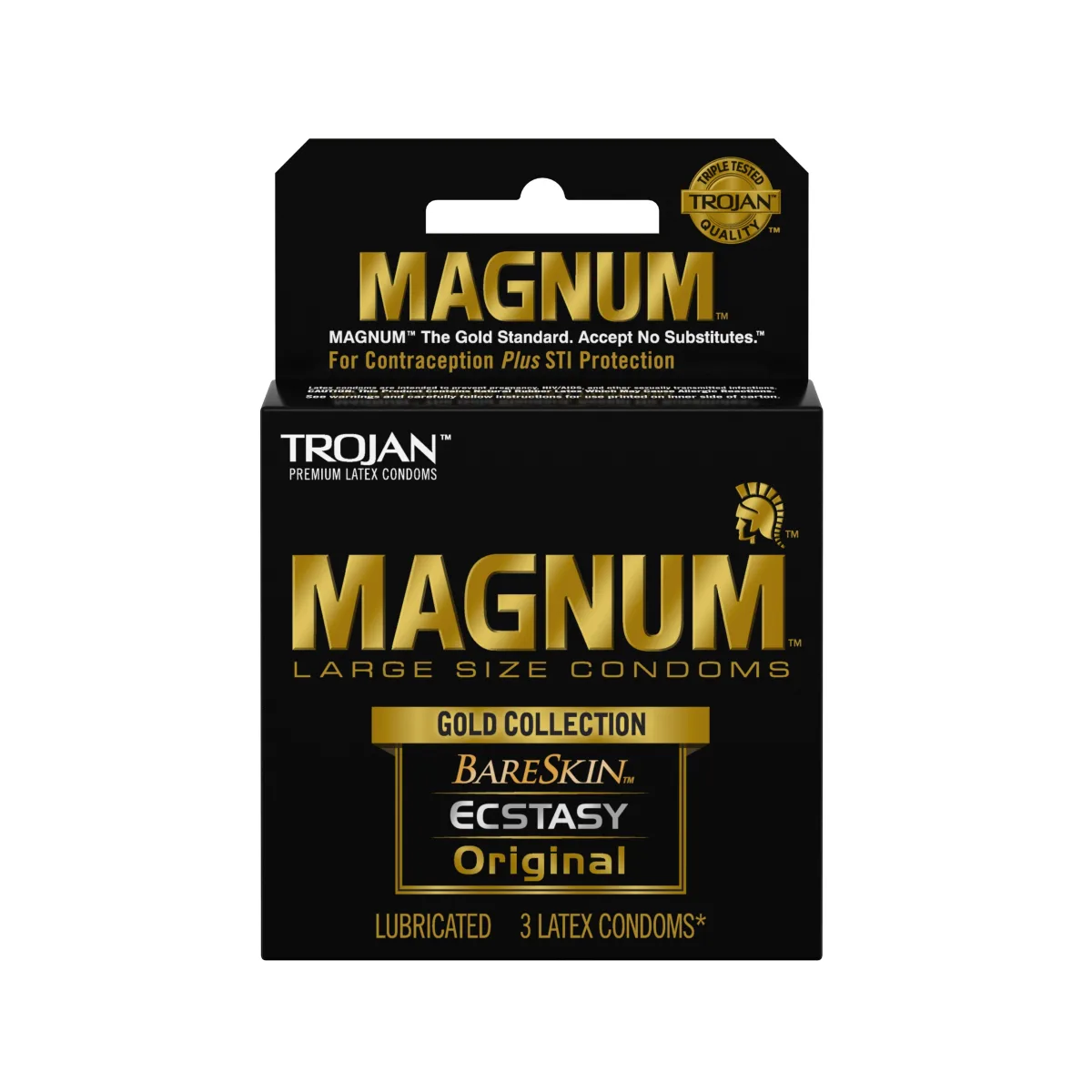 Trojan Magnum Large Size Gold Collection Condoms - 3 Pack water based lubricant condoms - main image