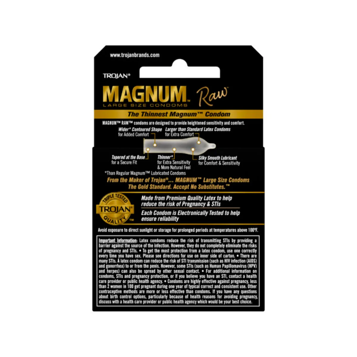 Trojan Magnum Raw 3 Count Condoms packaging or alternate view 2