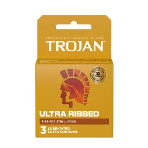 Trojan Stimulations Ultra Ribbed Lubricated Condoms — 3 Pack product image