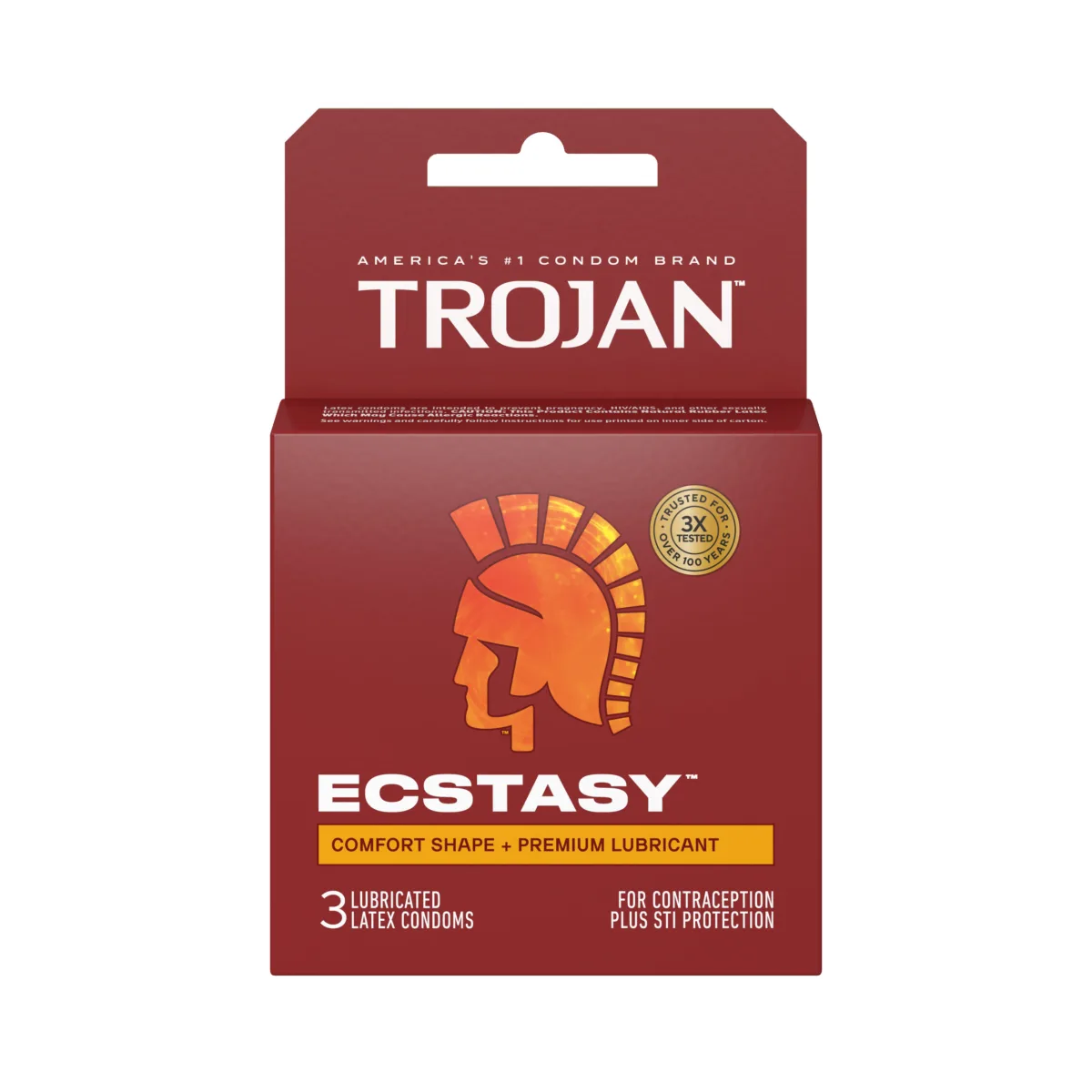Trojan Ultra Ribbed Ecstasy - 3 Pack water based lube and condoms - main image