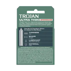 Trojan Ultra Thin Armor Spermicidal Condoms — 3 Pack 7 Trojan Ultra Thin Armor Spermicidal Condoms — 3 Pack packaging or alternate view 3