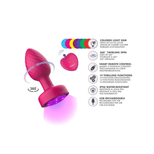 Twila Light-Up Vibrating Gem Plug With Remote vibrator butt plug - additional view