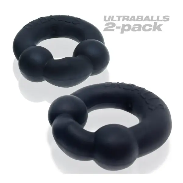 Ultraballs 2- Piece Cockring Set - Night Black 1 Ultraballs 2- Piece Cockring Set - Night Black cock ring for men - alternate angle