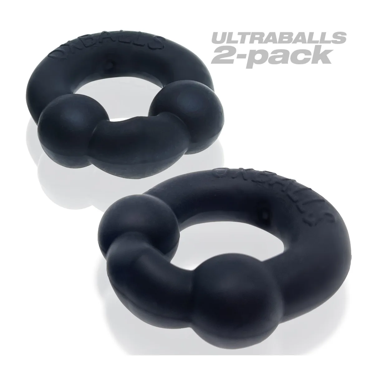 Ultraballs 2- Piece Cockring Set - Night Black cock ring for men - alternate angle