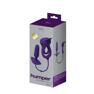 Humper Rechargeable Dual C-Ring With Anal Plug - Purple - vibrating cock ring - main product image