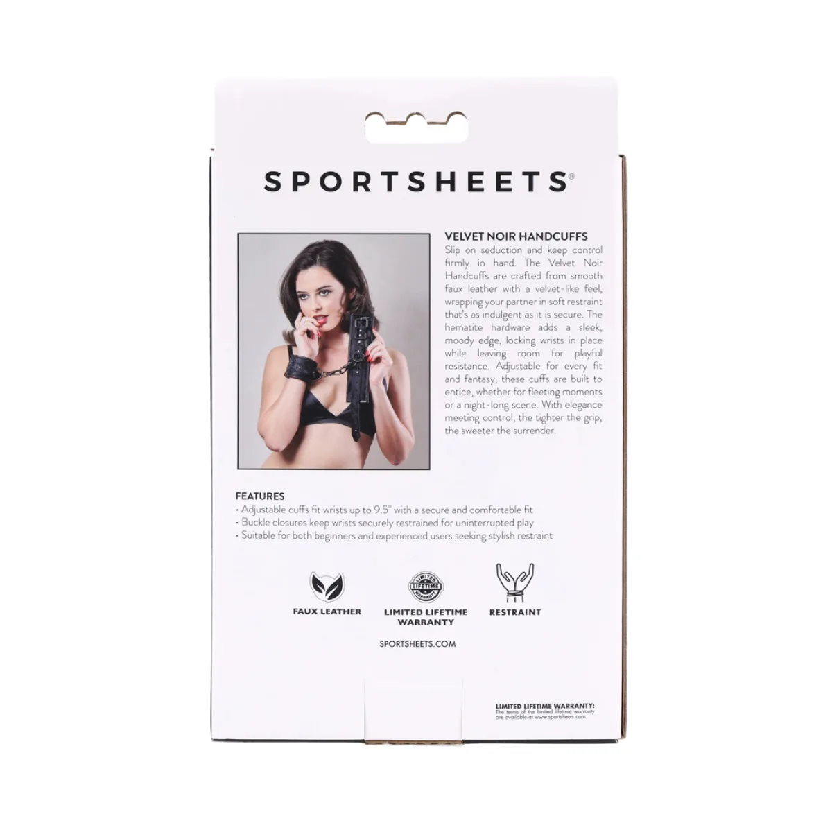 Velvet Noir Handcuffs bondage cuffs - alternate angle