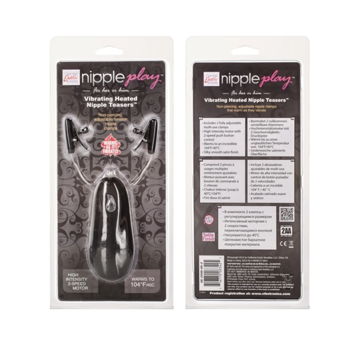Vibrating Heated Nipple Teasers - Black vibrating nipple toy - main product image