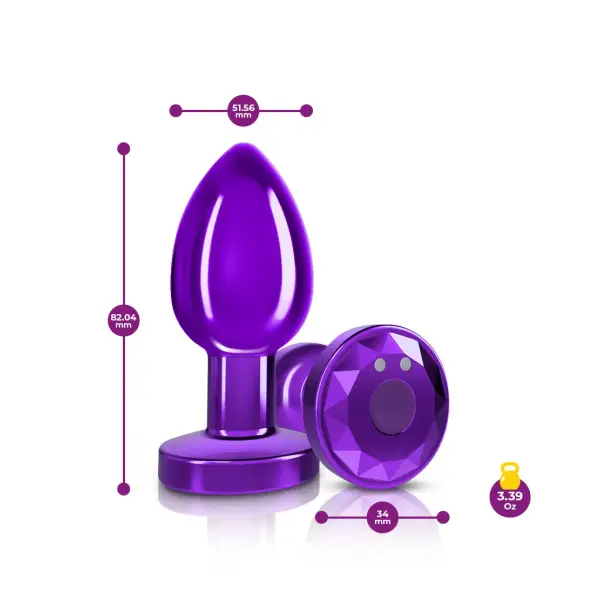 Vibrating Purple Metal Remote Plug - Medium - butt plugs - product image 3
