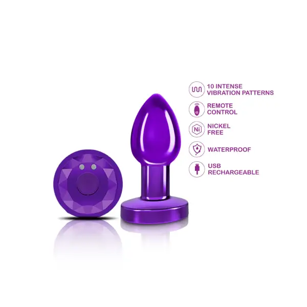 Vibrating Purple Metal Remote Plug - Small - butt plugs - product image 3