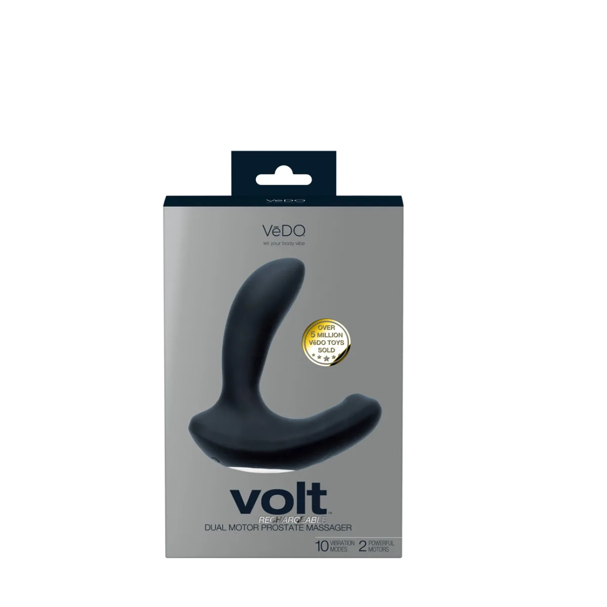 Volt Rechargeable Prostate Vibe - Black prostate massager for men - alternate angle